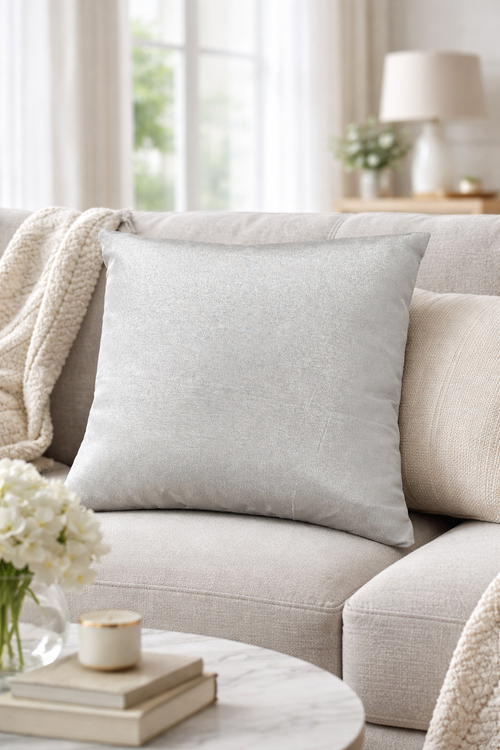 CASABELLAPIU Cuscino Glitter Argento Sfoderabile Cm. 50x50