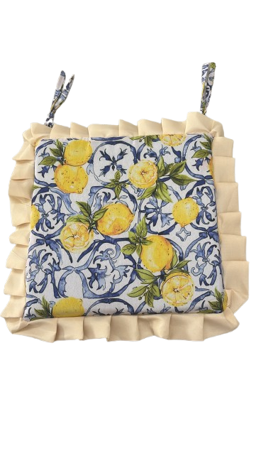 Cuscini per sedie 6 pz con cerniera e volant.  CASABELLAPIU cm. 38x38x4