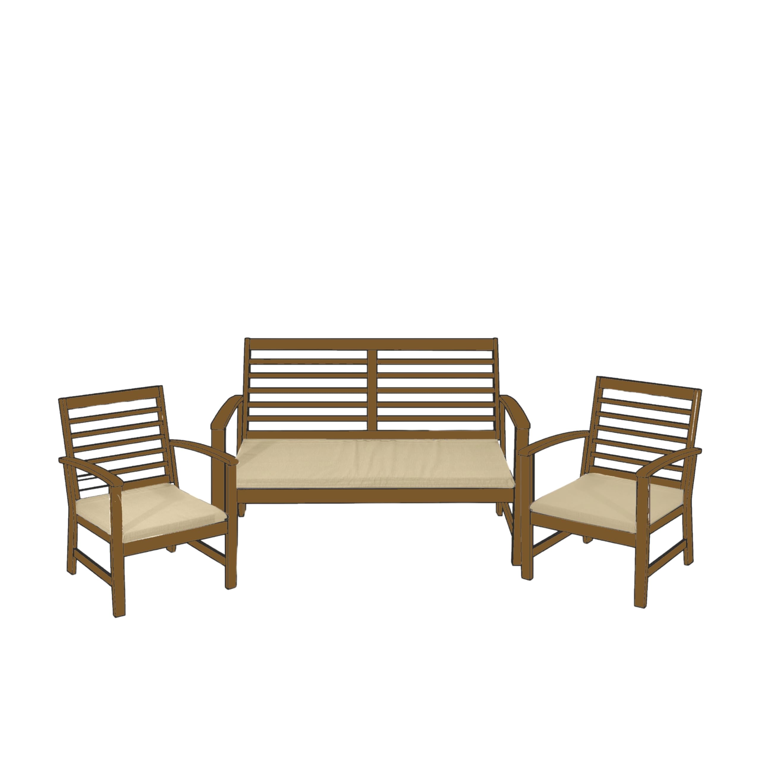 CASABELLAPIU Tris Cuscini Da Esterno, Cuscini Sfoderabili e Lavabili, Misure poltrone 52x50x4,5cm, Misura divano 110x52x4,5 cm. 100% Made in Italy