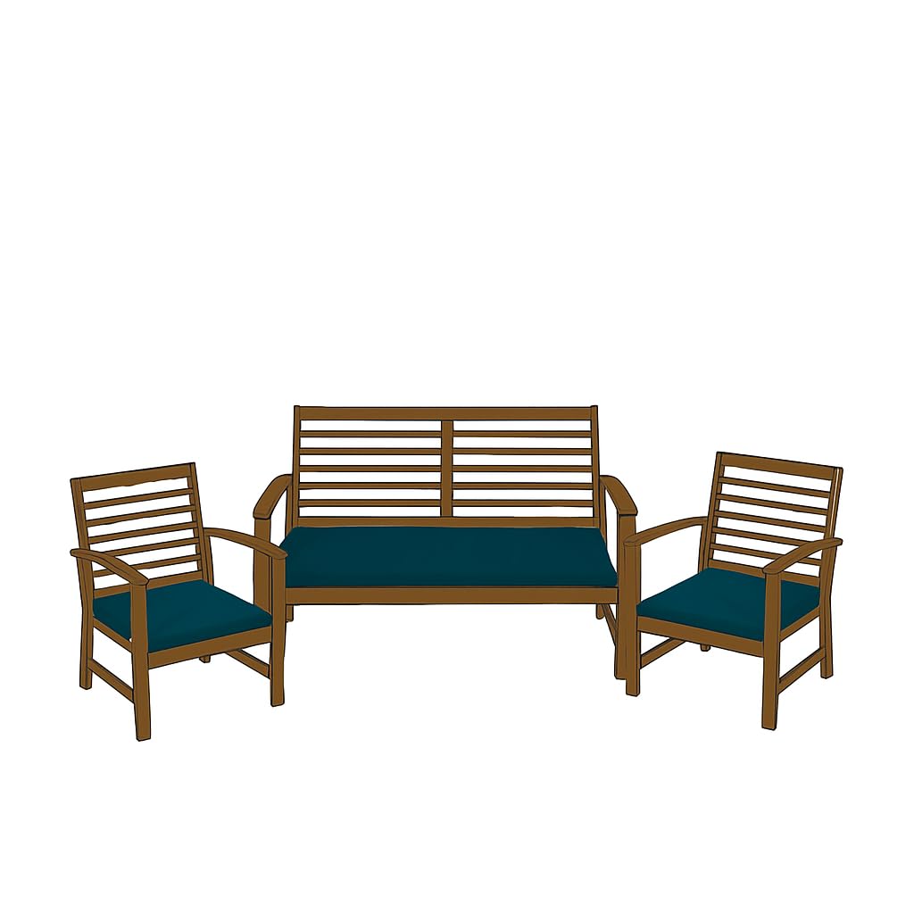 CASABELLAPIU Tris Cuscini Da Esterno, Cuscini Sfoderabili e Lavabili, Misure poltrone 52x50x4,5cm, Misura divano 110x52x4,5 cm. 100% Made in Italy